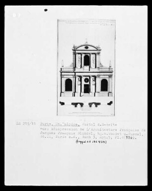 Paris, Saint Sulpice, Aufriss und Grundriss des Portals der Südseite