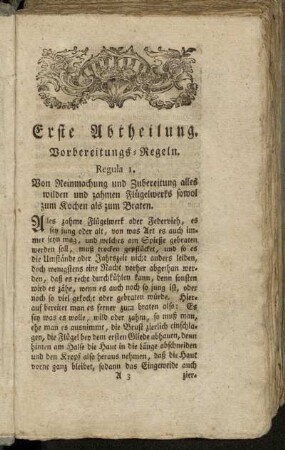 Erste Abtheilung. Vorbereitungs-Regeln.