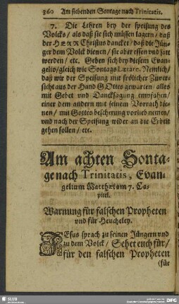 Am achten Sontage nach Trinitatis, Evangelium Matthaei am 7. Capitel