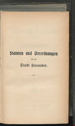 Statuten und Verordnungen für die Stadt Hannover