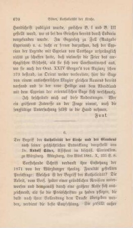 670-671 [Rezension] Söder, Rudolf, Der Begriff der Katholicität der Kirche und des Glaubens