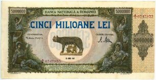 Geldschein, 5 Millionen Lei, 25.6.1947