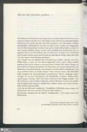 "Du hast ihre Gesichter gesehen..."