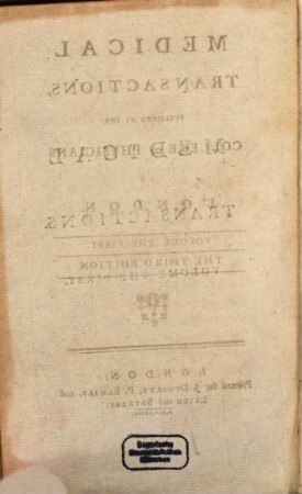 Medical transactions. 1. 1785
