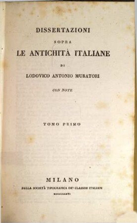 Dissertazioni sopra le antichita italiane : con note, 1