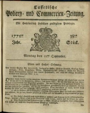 38tes Stueck, Montag den 18ten September 1775