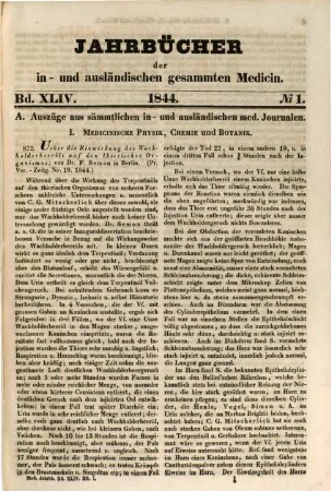 Carl Christian Schmidt's Jahrbücher der in- und ausländischen gesammten Medicin. 44. 1844