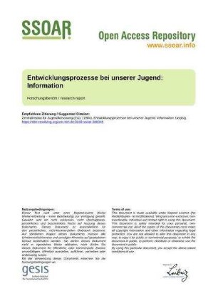 Entwicklungsprozesse bei unserer Jugend: Information