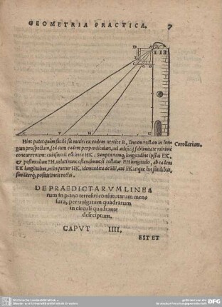 DE PRAEDICTARUM LINEARUM in piano terrestri constitutarum mensura, per vulgatum quadratum in circuli quadrante descriptum. CAPUT IIII.