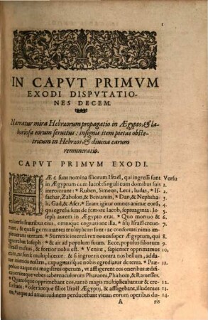 Benedicti Pererii Valentini È Societate Iesv, ... Tomvs Selectarvm Disputationum in sacram Scripturam, 1. Continens super libro Exodi centum triginta septem Disputationes