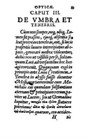 Caput III. De Vmbra Et Tenebris