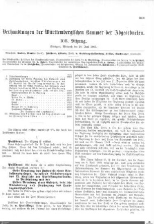 108. Sitzung, Stuttgart, 28.6.1905