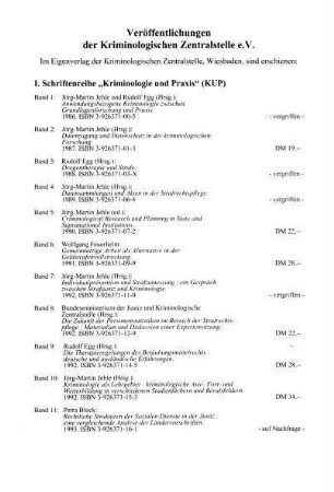 Veröffentlichungen der Kriminologischen Zentralstelle e.V.