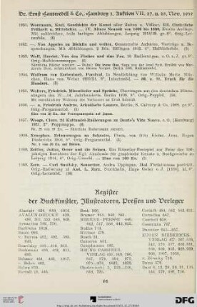 Register der Buchkünstler, Illustratoren, Pressen und Verleger
