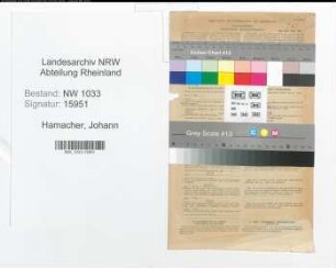 Entnazifizierung Johann Hamacher , geb. 25.09.1884 ()