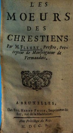 Les moeurs des chrestiens
