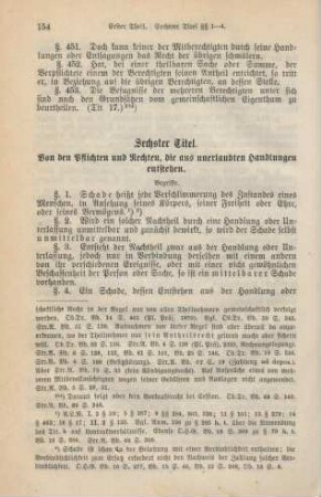 Sechster Titel. Von den Pflichten und Rechten, die aus unerlaubten Handlungen entstehen.
