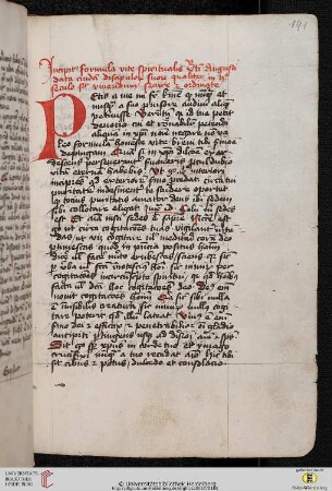 [Aurelius Augustinus:] Formula honestae vitae