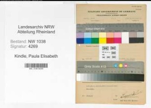 Entnazifizierung Paula Elisabeth Kindle , geb. 15.07.1893 (Postbeamtin)