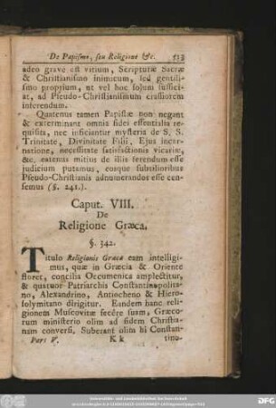 Caput. VIII. De Religione Graeca.