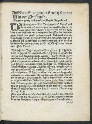 Auff das Evangelion Luce. ii. so man list in der Christmess. Ein gebot gieng auß von dem Keyser Augusto etc.