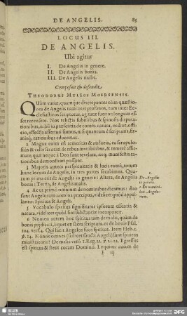 Locus III. De Angelis