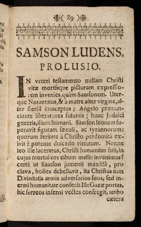 89-104, Samson Ludens, Prolusio. - Finis.