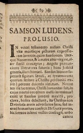 89-104, Samson Ludens, Prolusio. - Finis.