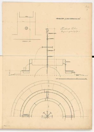 Laufbrunnen Monatskonkurrenz November 1904: Lageplan 1:400; Grundriss, Querschnitt 1:20; Maßstabsleiste