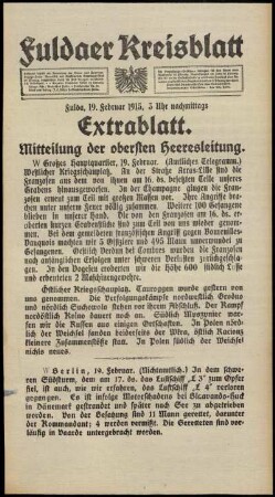 Zweite Ausgabe vom Freitag, den 19. Februar 1915.