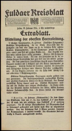 Zweite Ausgabe vom Freitag, den 19. Februar 1915.