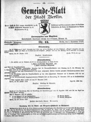 1919,44: Nr. 44, 2. November 1919