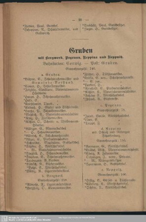 Gruben mit Bergwerk, Pegenau, Reppina und Reppnitz