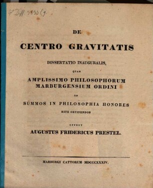 De centro gravitatis : diss. inaug.