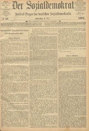 No 22. Donnerstag, 28. Mai 1885.