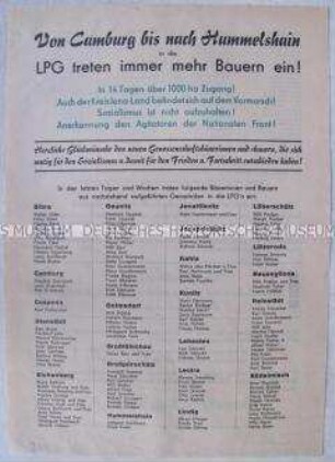 Propagandaflugblatt für die Kollektivierung in der Landwirtschaft