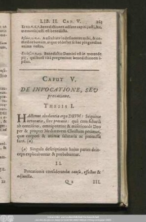 Caput V. De Invocatione, Seu precatione.