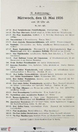 II. Auktionstag: Mittwoch, den 12. Mai 1926 von 10 Uhr ab (Nr. 517-827)