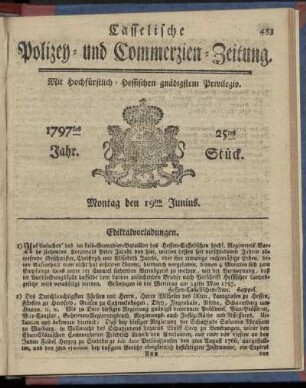 25tes Stueck, Montag den 19ten Junius 1797