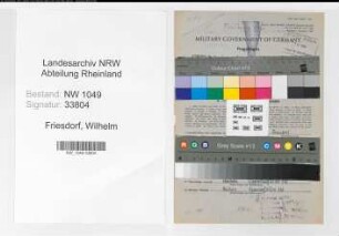 Entnazifizierung Wilhelm Friesdorf , geb. 28.08.1921 (Bahninspektor)