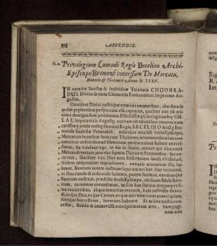 N. 2. Privilegium Conradi Regis Becelino Archi-Episcopo Bremensi concessum De Mercatu, Monetis & Theloneis Anno M.XXXV.