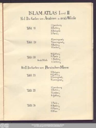 Islam Atlas I und II [Tafeln 19-24]