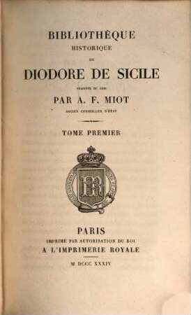 Bibliothèque historique de Diodore de Sicile, 1