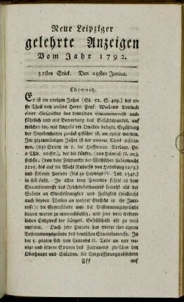 52stes Stück. Den 29sten Junius.