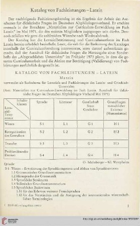 15: Katalog von Fachleistungen - Latein
