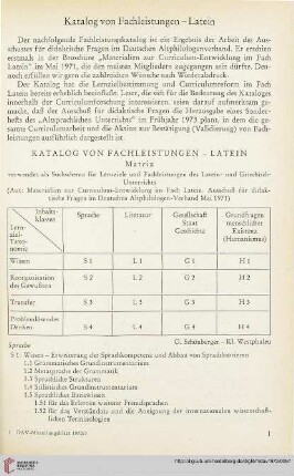 15: Katalog von Fachleistungen - Latein