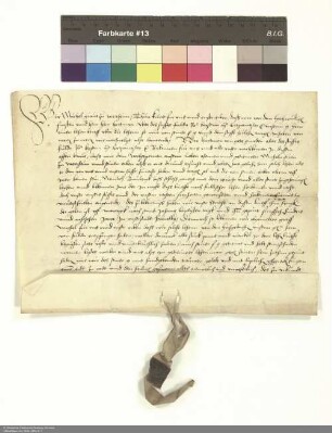Revers Michaels Graf von Wertheim bezüglich der Belehnung mit dem Schloss Breuberg durch Hartmann [Burggraf von Kirchberg], Abt von Fulda