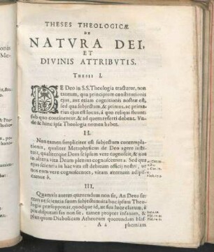 Theses Theologicæ De Natvra Dei, Et Divinis Attribvtis.
