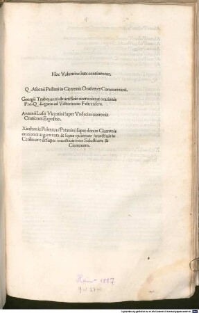 Q. Asconii Pediani in Ciceronis Orationes Commentarii
