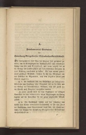 A. Fundamental-Statuten der Hamburg-Bergedorfer Eisenbahn-Gesellschaft
